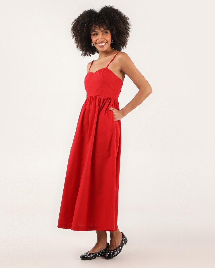 Lequinha flared midi dress with pocket